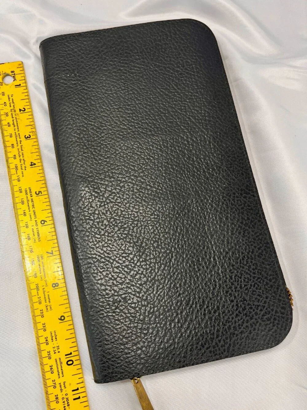 Vintage Black Folder w/TALON USA [Bell Long Tab Zipper] Folio Binder Organizer